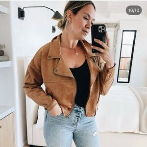 CJLA Tan Suede Bomber Jacket